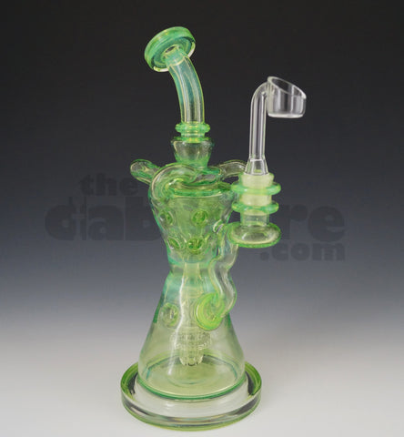 Mad Rob Glass - Hour Glass Fab Recycler 14 MM Female (Green Stardust / Slyme) 