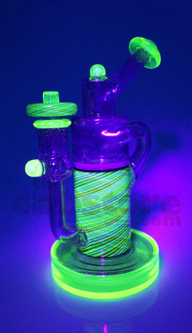 Pyrology Glass - 14 MM F OG Recycler Illuminati Purple Lollipop  Reticello