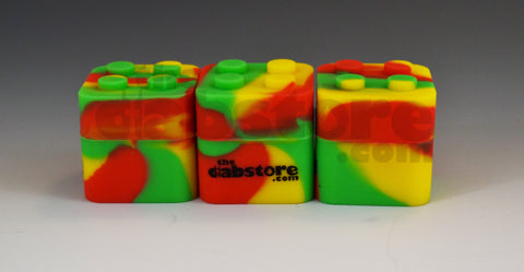 3 pack silicone dab lego blocks rasta color
