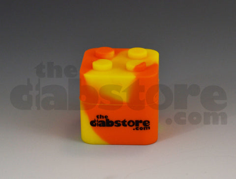 Silicone Lego Block Wax Container yellow and orange