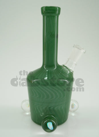 iDab Glass - 10 mm Forest Green Mini Bottle Rig W/ Faceted Opals