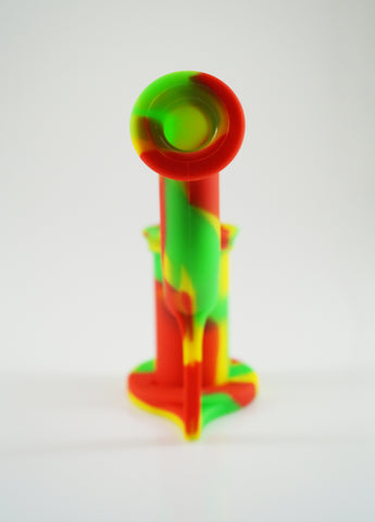 Silicone Dabbing Bubbler with Titanium Nail & Dabber (Rasta)