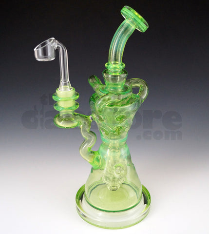 Mad Rob Glass - Hour Glass Fab Recycler 14 MM Female (Green Stardust / Slyme) 