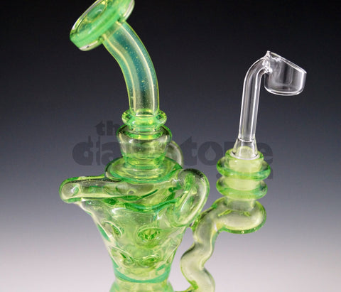 Mad Rob Glass - Hour Glass Fab Recycler 14 MM Female (Green Stardust / Slyme)