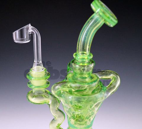 Mad Rob Glass - Hour Glass Fab Recycler 14 MM Female (Green Stardust / Slyme)