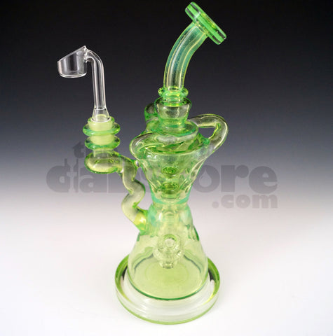 Mad Rob Glass - Hour Glass Fab Recycler 14 MM Female (Green Stardust / Slyme)