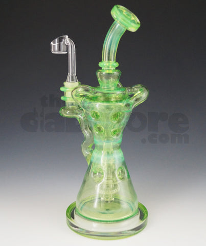 Mad Rob Glass - Hour Glass Fab Recycler 14 MM Female (Green Stardust / Slyme) 