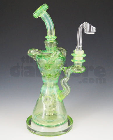 Mad Rob Glass - Hour Glass Fab Recycler 14 MM Female (Green Stardust / Slyme) 