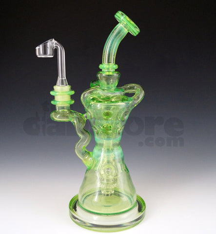 Mad Rob Glass - Hour Glass Fab Recycler 14 MM Female (Green Stardust / Slyme)