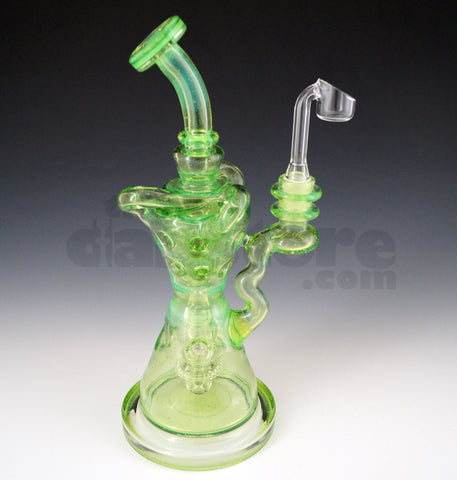 Mad Rob Glass - Hour Glass Fab Recycler 14 MM Female (Green Stardust / Slyme)