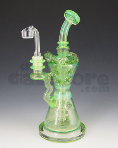 Mad Rob Glass - Hour Glass Fab Recycler 14 MM Female (Green Stardust / Slyme) 