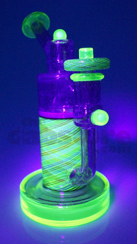 Pyrology Glass - 14 MM F OG Recycler Illuminati Purple Lollipop  Reticello