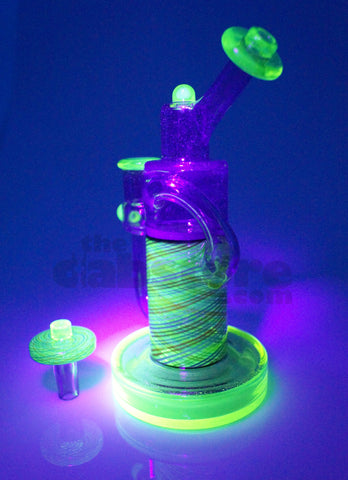 Pyrology Glass - 14 MM F OG Recycler Illuminati Purple Lollipop  Reticello