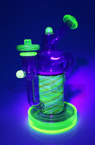 Pyrology Glass - 14 MM F OG Recycler Illuminati Purple Lollipop  Reticello