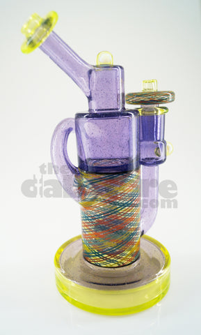 Pyrology Glass - 14 MM F OG Recycler Illuminati Purple Lollipop  Reticello