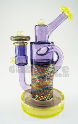 Pyrology Glass - 14 MM F OG Recycler Illuminati Purple Lollipop  Reticello