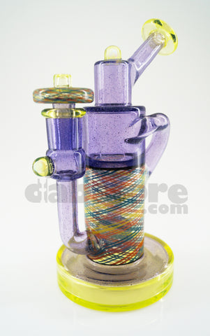 Pyrology Glass - 14 MM F OG Recycler Illuminati Purple Lollipop  Reticello