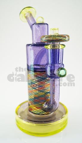 Pyrology Glass - 14 MM F OG Recycler Illuminati Purple Lollipop  Reticello