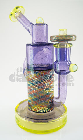 Pyrology Glass - 14 MM F OG Recycler Illuminati Purple Lollipop  Reticello
