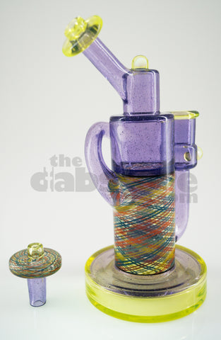 Pyrology Glass - 14 MM F OG Recycler Illuminati Purple Lollipop  Reticello