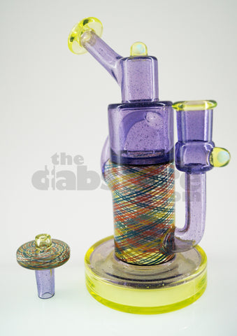 Pyrology Glass - 14 MM F OG Recycler Illuminati Purple Lollipop  Reticello