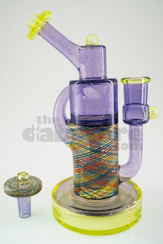 Pyrology Glass - 14 MM F OG Recycler Illuminati Purple Lollipop  Reticello