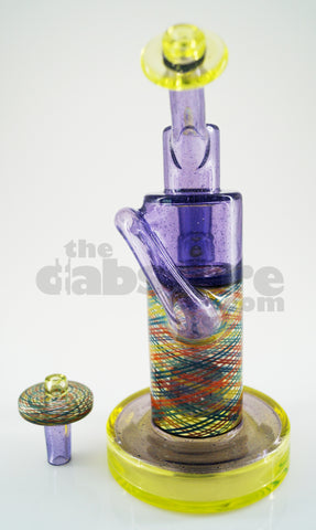 Pyrology Glass - 14 MM F OG Recycler Illuminati Purple Lollipop  Reticello