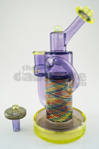 Pyrology Glass - 14 MM F OG Recycler Illuminati Purple Lollipop  Reticello