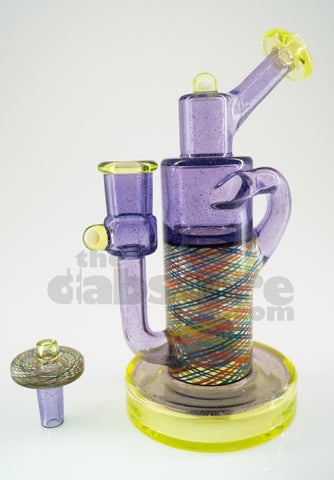 Pyrology Glass - 14 MM F OG Recycler Illuminati Purple Lollipop  Reticello