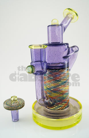 Pyrology Glass - 14 MM F OG Recycler Illuminati Purple Lollipop  Reticello