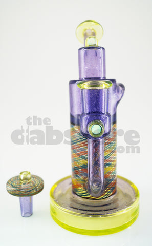 Pyrology Glass - 14 MM F OG Recycler Illuminati Purple Lollipop  Reticello