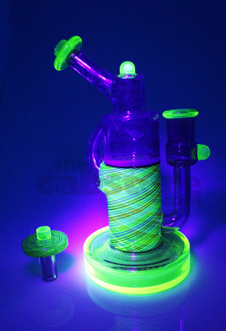 Pyrology Glass - 14 MM F OG Recycler Illuminati Purple Lollipop  Reticello