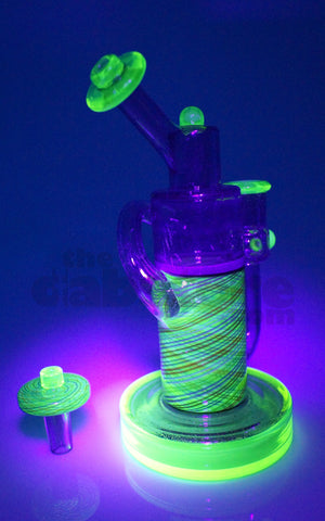 Pyrology Glass - 14 MM F OG Recycler Illuminati Purple Lollipop  Reticello