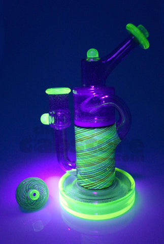 Pyrology Glass - 14 MM F OG Recycler Illuminati Purple Lollipop  Reticello