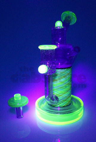 Pyrology Glass - 14 MM F OG Recycler Illuminati Purple Lollipop  Reticello