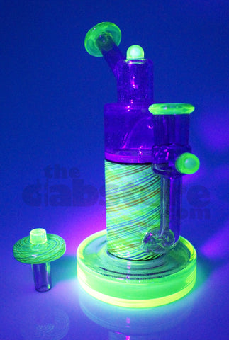 Pyrology Glass - 14 MM F OG Recycler Illuminati Purple Lollipop  Reticello