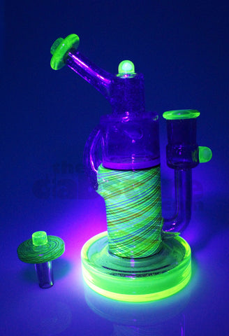 Pyrology Glass - 14 MM F OG Recycler Illuminati Purple Lollipop  Reticello