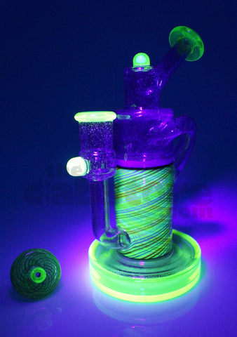 Pyrology Glass - 14 MM F OG Recycler Illuminati Purple Lollipop  Reticello