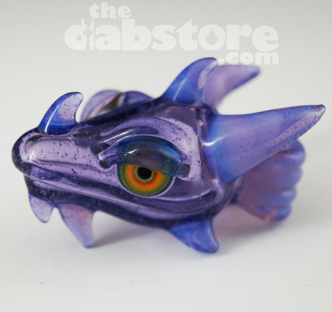 Scoz Glass Dragon Head Pendant Purple Lollipop w/ Pink Slyme