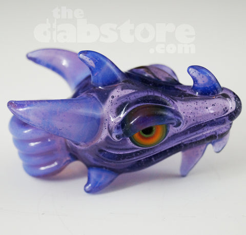 Scoz Glass Dragon Head Pendant Purple Lollipop w/ Pink Slyme