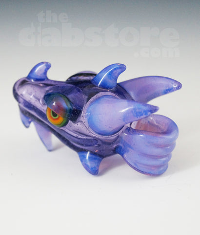 Scoz Glass Dragon Head Pendant Purple Lollipop w/ Pink Slyme