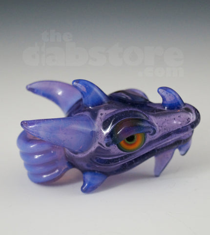 Scoz Glass Dragon Head Pendant Purple Lollipop w/ Pink Slyme