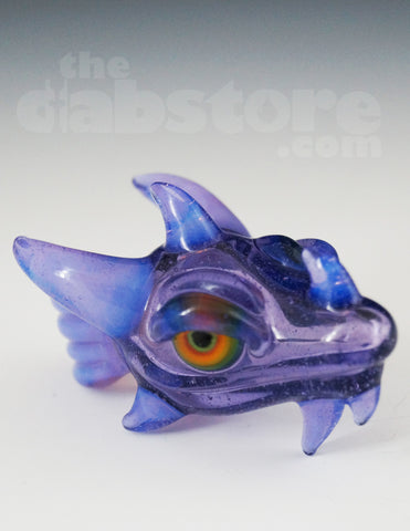 Scoz Glass Dragon Head Pendant Purple Lollipop w/ Pink Slyme