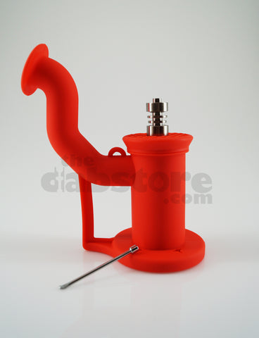 Silicone Dabbing Bubbler with Titanium Nail & Dabber (Red)