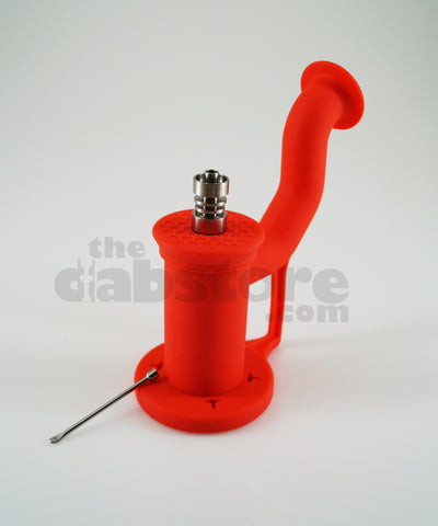 Silicone Dabbing Bubbler with Titanium Nail & Dabber (Red)