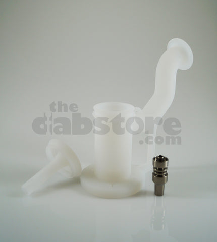 Silicone Dabbing Bubbler with Titanium Nail & Dabber (White)