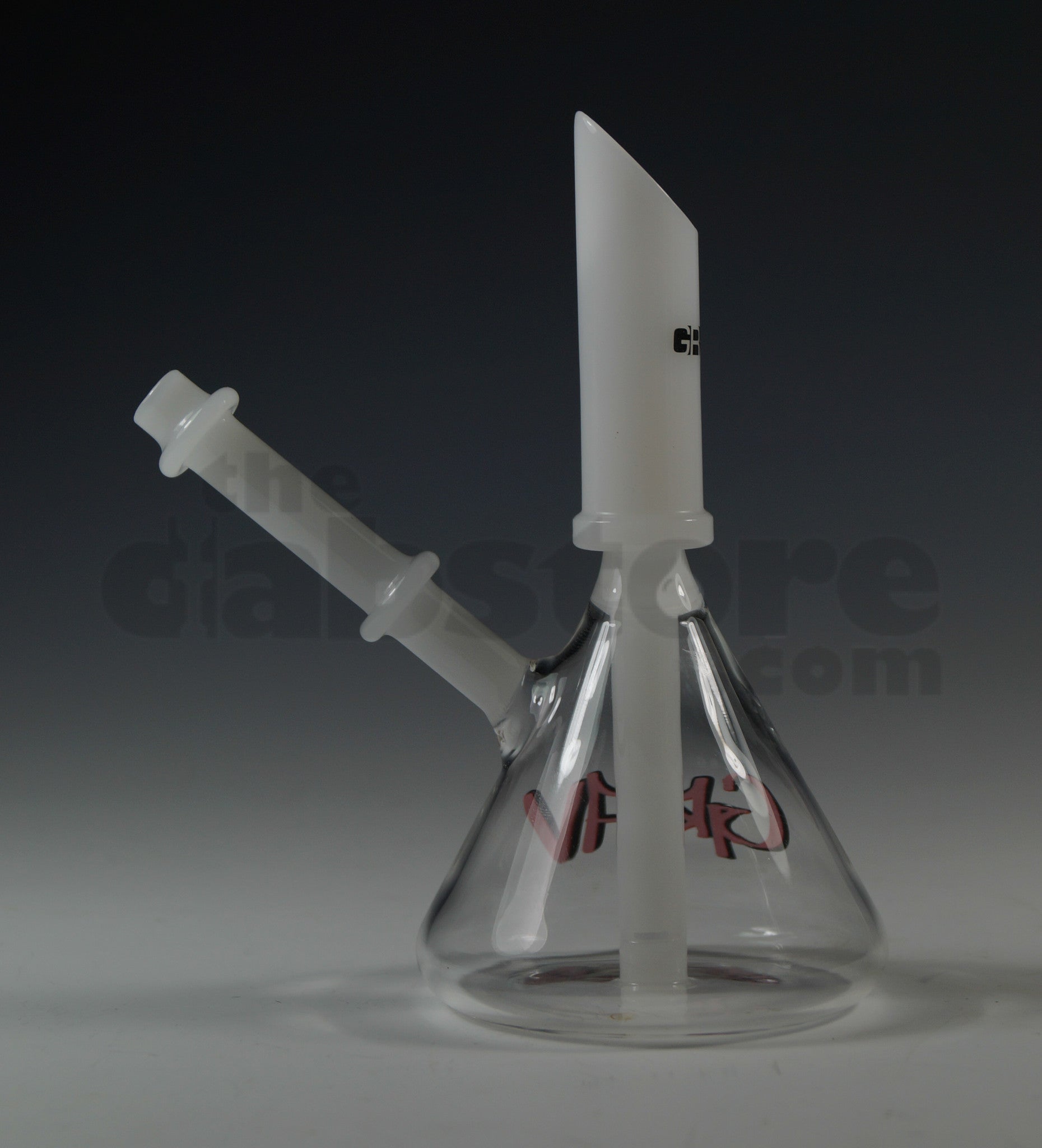 Beaker Rig Grav Labs Beaker Bottom Rig White Accents Red Label | TheDabstore
