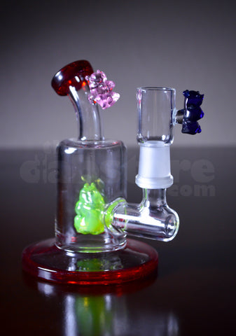 Logjam Glass Gummy Bear Mini Bent Neck Rig 14 MM