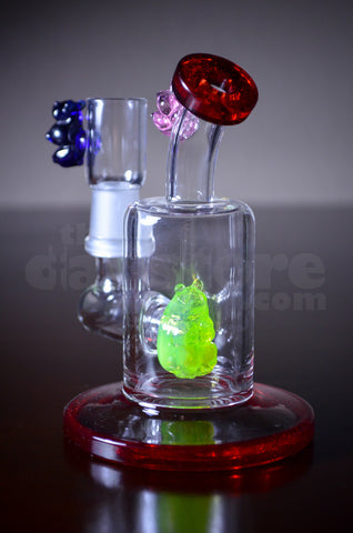 Logjam Glass Gummy Bear Mini Bent Neck Rig 14 MM