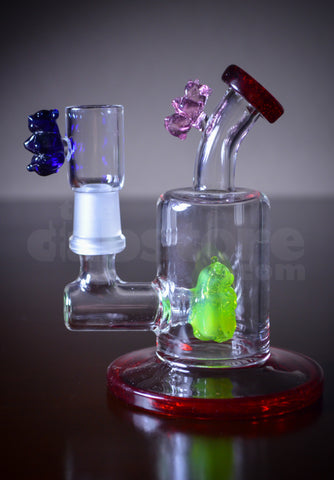 Logjam Glass Gummy Bear Mini Bent Neck Rig 14 MM